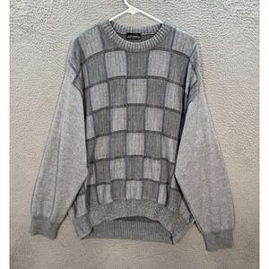 Vintage Cooper Sweater Adult XL Gray Geometric Wool Blend Grandpa Old Money Y2K